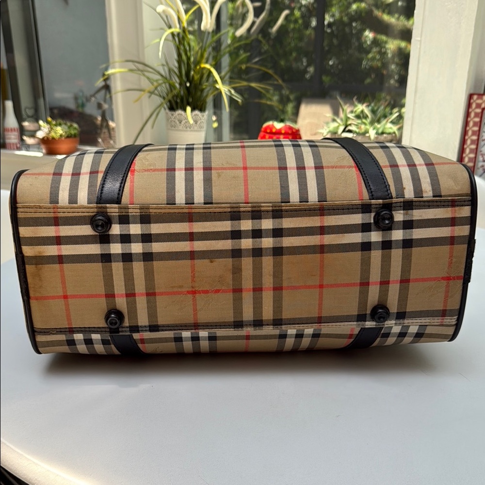 Authentic Burberry Horse Nova Check Leather & Canvas Large Boston Bag - Picture 6 of 15